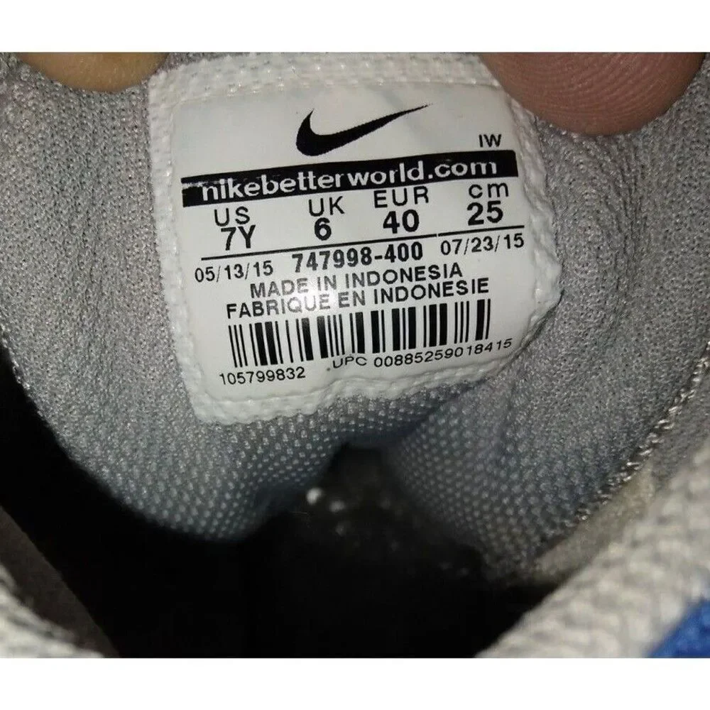 Nike Youth Team Hustle Basketball Shoes Blue 747998-400 Size 7 Hi Top